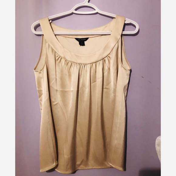 St. John Champagne Gold Sleeveless Gathered Blouse - Picture 5 of 7